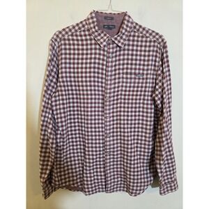 Eddie Bauer Men's Size Large Tall Red Red Plaid Classic Fit Soft Button Up Top